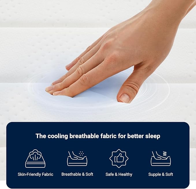 Avenco Twin Mattress, 10 Inch Twin Size Hybrid Mattress in a Box, Medium Firm Bed with Pocket Springs for Motion Isolation, Strong Edge Support, Breathable Comfort, CertiPUR-US Certified