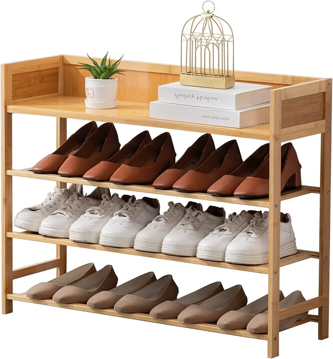 latifolia Bamboo Shoe Rack, 4-Tier Shoe Rack Organizer for Entryway, Living Room(Nature, 31.4''L) by Latifolia