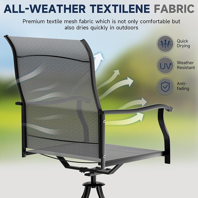 LEVELEVE 2-Piece Swivel Dining Chairs, Outdoor Patio Bistro Chairs for Lawn, Garden, Deck, Backyard & Porch (Matching Series for 5-Piece Set) - Image 7