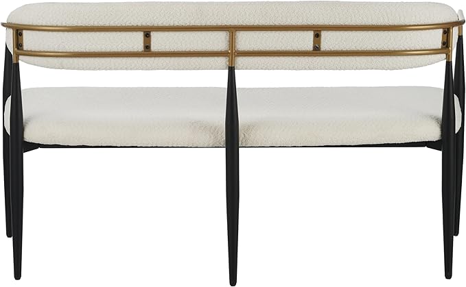 Christopher Knight Home Names Modern Metal Loveseat, Living Room Boucle Fabric Upholstered Settee, Curved Open Backrest 2-Seater Sofa, Cozy Couch for Bedroom/Apartment/Home Office, Black+ Gold + Beige