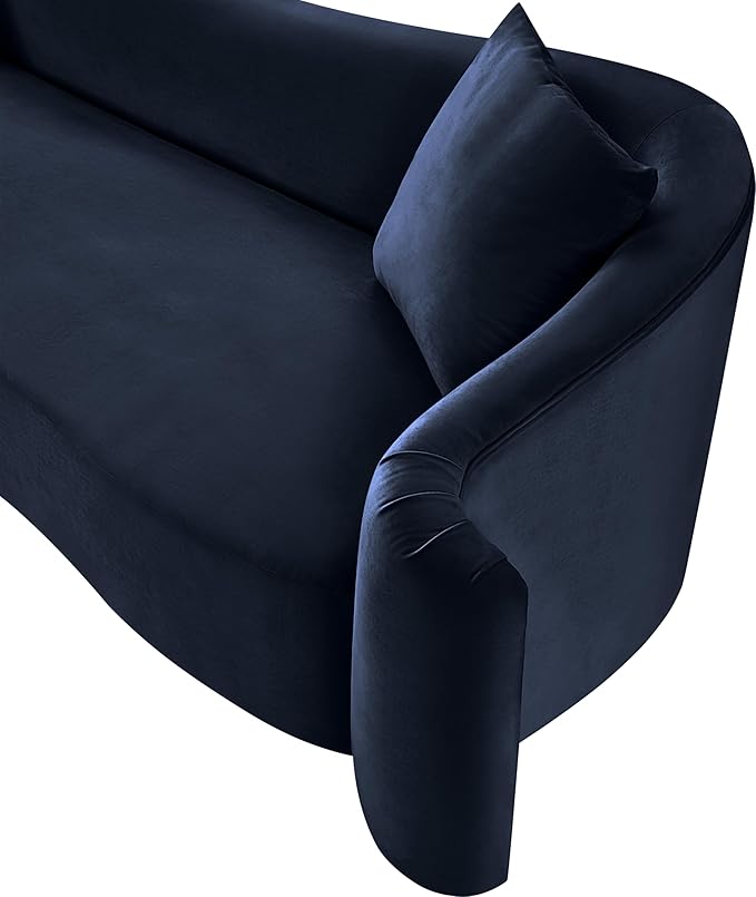 Meridian Furniture 44052Navy-S Destin Collection Modern | Contemporary Sofa with Ultra Luxe Navy 460 GSM Velvet, Rich Curves, 91" W x 34.5" D x 31" H, Navy