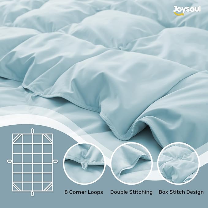 Joysoul Goose Feathers Fiber Comforter - Lightweight Ultra Soft Fabric Cover Breathable White Down Feather Fill, Blue California King Size Duvet Insert (108" X 94")