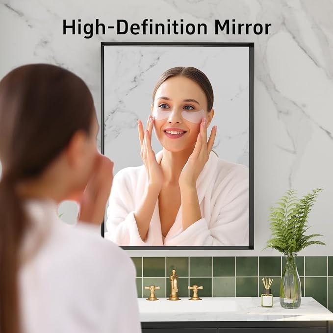 36”x 30” Black Bathroom Mirrors for Over Sink,Metal Framed Rectangle Mirrors, Tempered Glass, Black Wall Decor Mirror for Living Room Farmhouse Bedroom Entryway, (Horizontal/Vertical) - Image 2