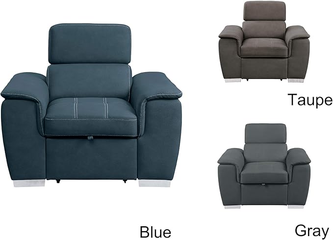Homelegance Ferriday 45" Convertible Lounger Chair, Blue