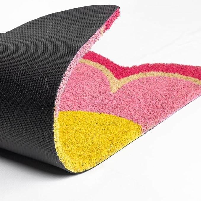 Fisura - Outdoor Flower Coconut Doormat with Non-Slip PVC Base. Doormat with Original Shape. Pink Design. Hand Painted. Dimensions: 30 x 18 in - Image 6