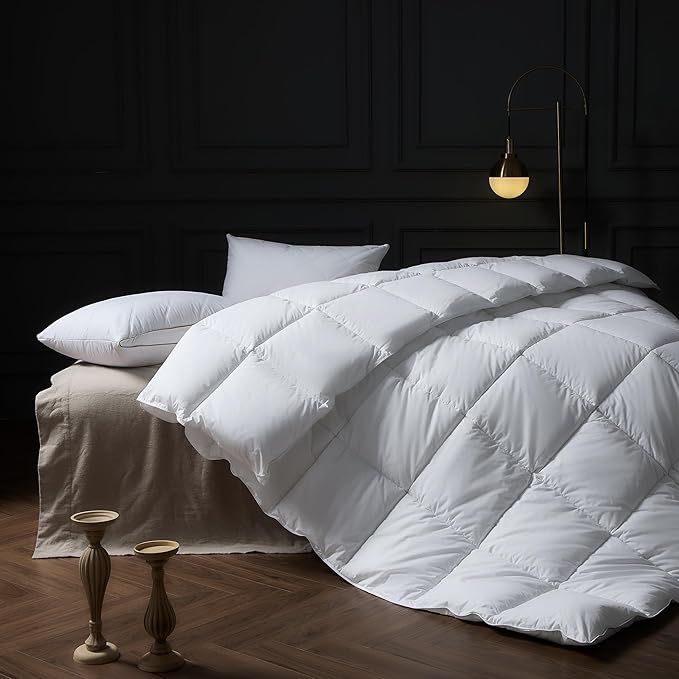 puredown® Goose Feather Comforter King Size, All Season Duvet Insert Medium Warmth, Cloud Soft Hotel Collection Bedding Comforters White 106"x90"