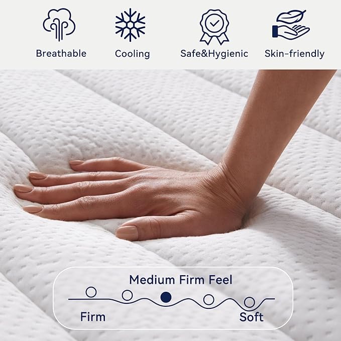 DIFAME Queen Mattress, (2026 Upgraded) Hotel-Level Luxury Medium Firm 16 Inch Queen Hybrid Mattress in A Box, with Cool Gel Memory Foam & Pocket Springs, Extra Edge Support, 365-Night Trial