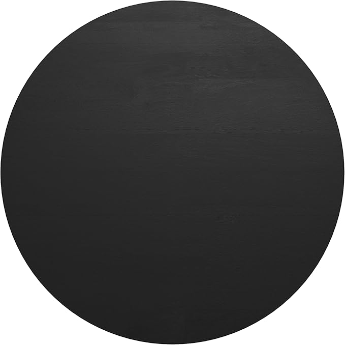 SIMPLIHOME Elmbrook Coffee Table - 34 inch Wide Solid Mango Wood Modern Industrial Round Drum Cocktail Table in Black, Sculptural Living Room Table with Low Profile Design, Assembled