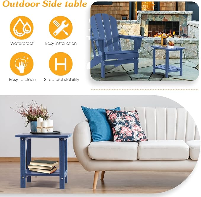 Apolimi Adirondack Outdoor Side Table, 2-Tier Sturdy Patio End Table Weather Resistant, 16.5" Solid Side Table for Patio, Pool, Porch - Image 6