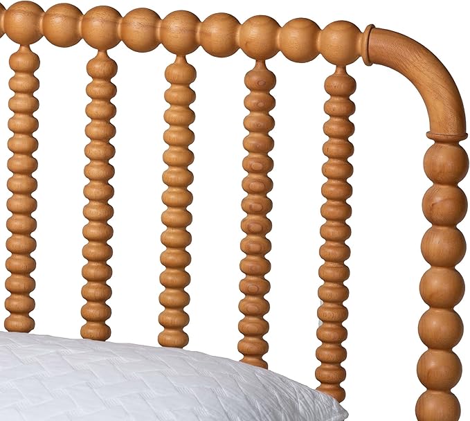 Baxton Studio Lucera Bobbin Wood Bedroom Set, 5-Piece, Queen, Oak Brown