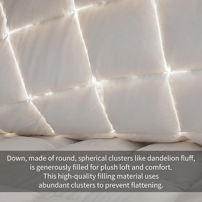 SAPHREAS Feather Down Comforter Oversized King Size, All Season White Duvet Insert, Soft 100% Cotton Luxurious Hotel Bedding Comforters with Corner Tabs, 116x98”