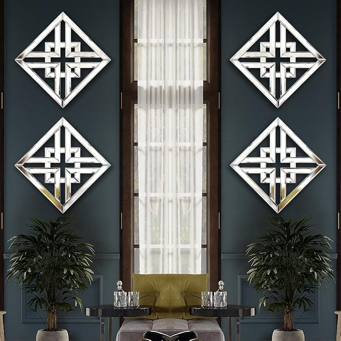 QMDECOR Decor Mirror Size 12x12 inches Square Mirrored Silver Wall Decorative Mirror with Beveled Edge Modern Fashionable Wall-Mounted Mirrors - Image 2