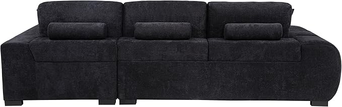 Coaster Home Furnishings - Octavia - Wood - Upholstered Sectional Sofa with Waterfall Seating, Grid Tufting, Reversible Back Cushions and Accent Pillows - Living Room - Black - 511061