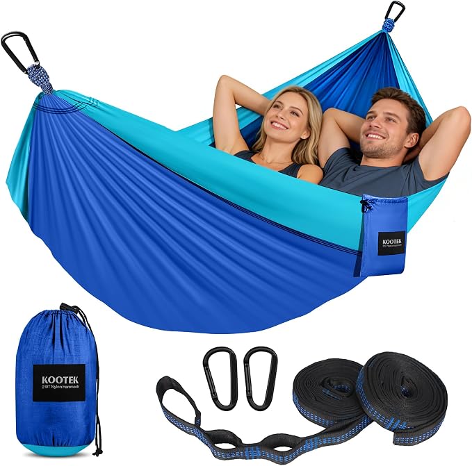 Kootek Camping Hammock, Portable Hammocks with Tree Straps & Attached Carry Bag, Camping Essentials Gear, Perfect for Outside Indoor Hiking Beach Backpack Travel by Kootek