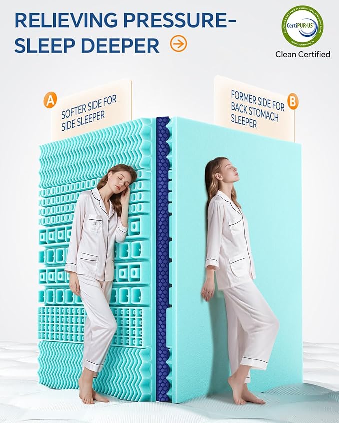 BEDELITE King Mattress Topper Dual Layer 4 Inch Memory Foam Mattress Topper, 2 Inch Pilow Top Mattress Pad and 2 Inch Premium Gel Foam Mattress, with Stretchable Pockets Up to 6"-24"