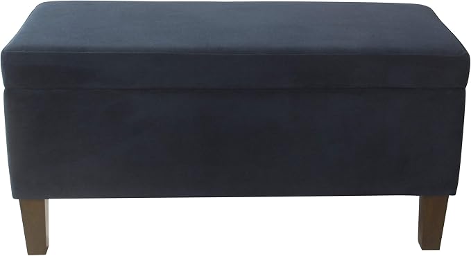 HomePop Large Upholstered Rectangular Storage Ottoman Bench with Hinged Lid, Navy - Image 5