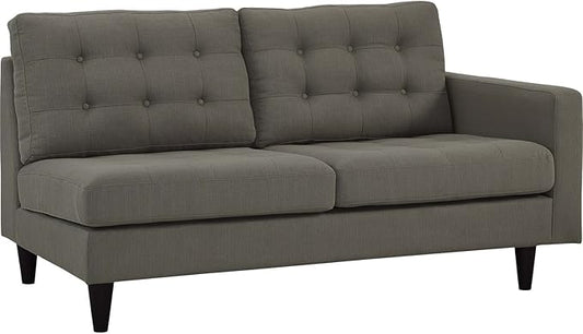 Modway Empress Mid-Century Modern Upholstered Fabric Corner Sofa In Oatmeal