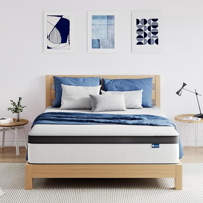 Avenco 10 Inch Queen Mattress in a Box, Medium Firm Hybrid Mattresses with Smarts™ Coil for Motion Isolation, Strong Edge Support, CertiPUR-US Certified
