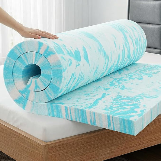 OLIXIS Gel Memory Foam Mattress Topper, Twin XL 4 Inch, Cooling Gel Infused Soft Comfy Breathable, Pressure-Relieving, CertiPUR-US Certified