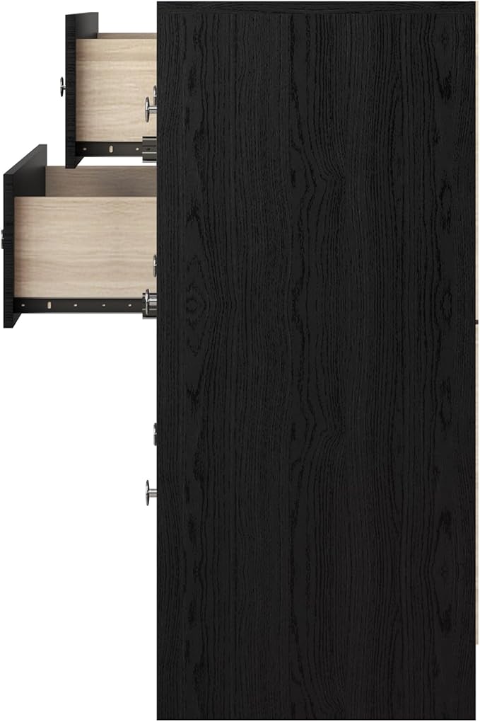 HOME DESIGN Altoona 3-Piece Bedroom Set with Dresser and Two Nightstands, Black