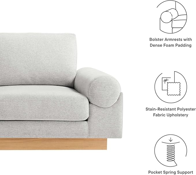 Modway EEI-6401-LGR Oasis Upholstered Fabric Sofa, Light Gray