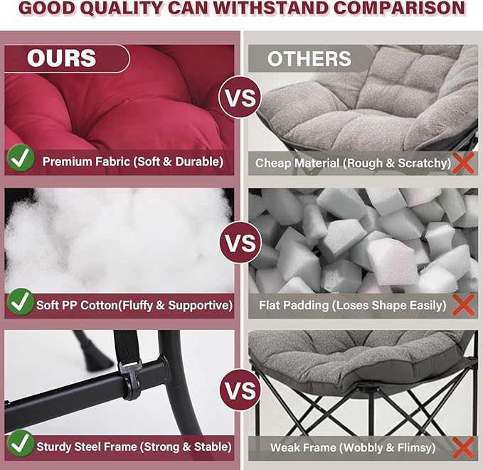 Lazy Chair and Ottoman, Large Burgundy Accent Chair with a Side Pocket, Modern Leisure Upholstered Reading Armchair with Footrest for Office, Bedroom, Living Room, Dorm Rooms, Balcony