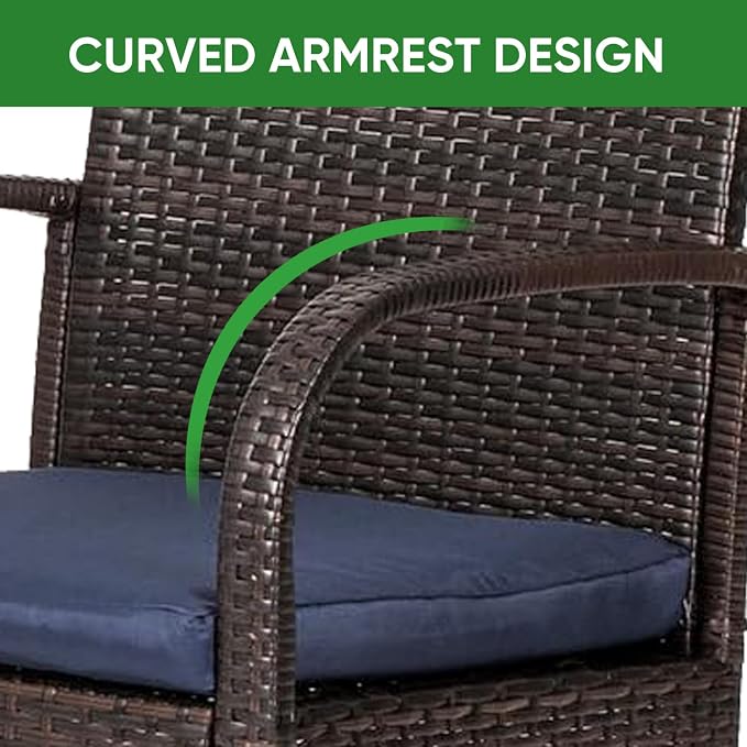 Outdoor Wicker Patio Dining Chairs with Padded Cushions Set of 4: Porch Rattan Chairs Club Chairs with High Back and Deep Seating 350lbs, Brown - Image 5