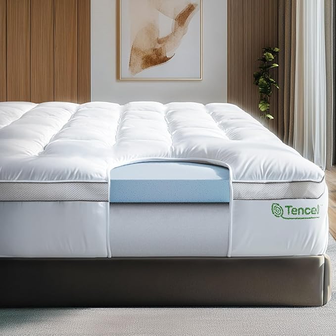 ViscoSoft 4 Inch Pillow Top Memory Foam Mattress Topper California King - Cooling Hybrid Lux Dual Layer Mattress Bed Pad - CertiPur-US Certified