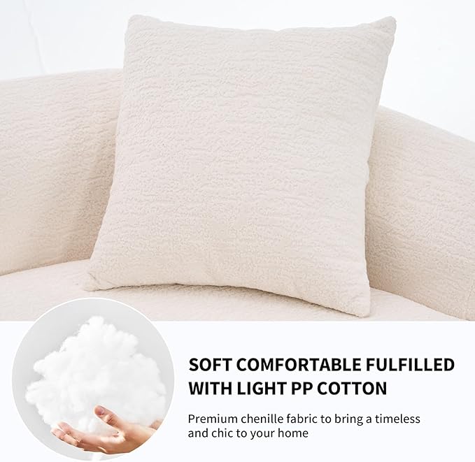 KEIKI Curved Chenille Modular Sectional Couches with Pillows, 4 Seater Oversized Upholstered Luxury Plush Cloud Sofa for Living Room Apartment, Full Compression Sponge,
