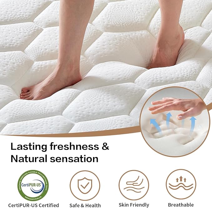 King Mattress, Medium Firm Memory Foam Bed Mattress, Fiberglass Free, CertiPUR-US Certified Safe Materials, Foam and Spring, King Size Mattress in a Box, (12 in King)