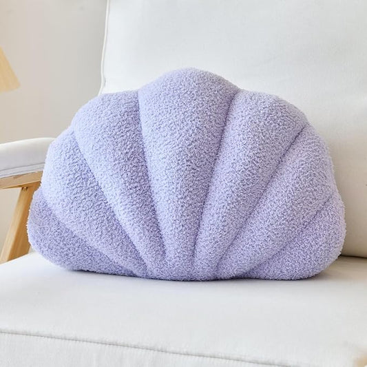 Lfsaaj Lavender Seashell Throw Pillows, Shell Shaped Throw Pillows, 13 Inch Soft Home Decorative Pillow Plush Cushion for Bed Couch Living Sofa Room Decor Accent Throw Pillow