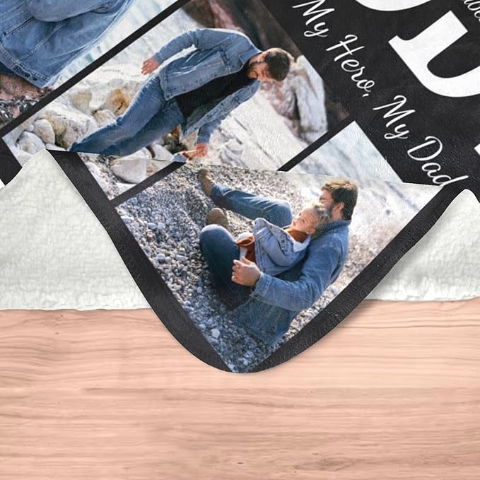 Printwoo Fathers Day Personalized Gifts for Dad from Daughter Son Gifts for Dad Custom Blankets with Photo, Personalized Photo Blankets Customized Blanket with Picture