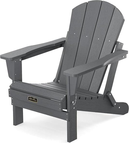 SERWALL Folding Adirondack Chair for Patio Garden Outdoors Fire Pit- (Folding Gray) by SERWALL