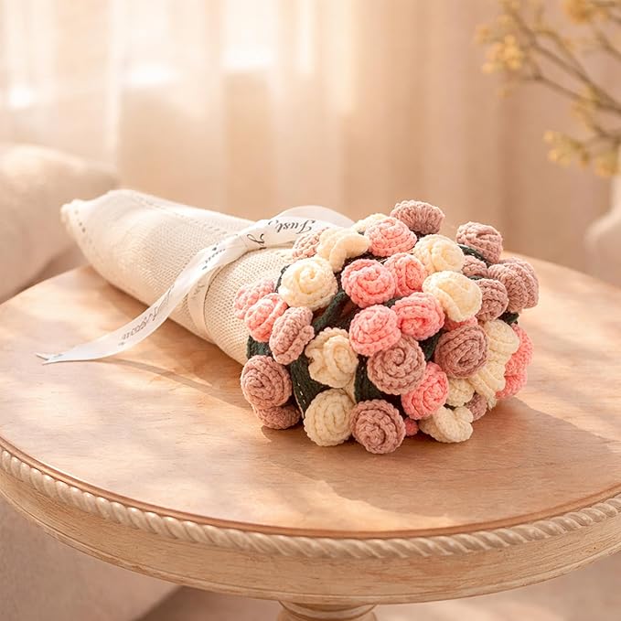 Get Well Gifts for Women, Flower Bouquet Blanket Gift Baskets, Care Package, Self Care Gifts, Thinking of You Gifts for Her Wife Mom Female Friends, Birthday Gifts for Women (Vintage Rose Mix)