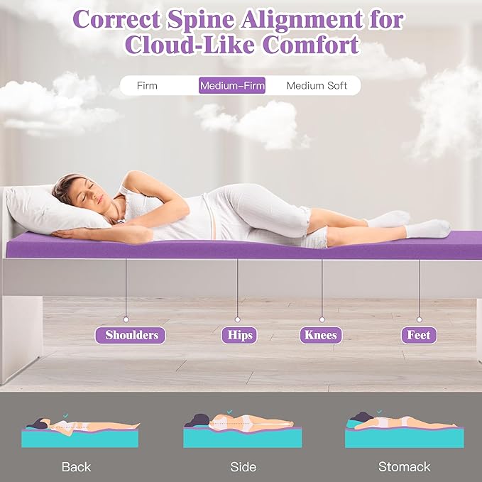 Airensky 2 Inch Cooling Gel Memory Foam Mattress Topper Queen Size - CertiPUR-US Certified Bed Topper, Pressure Relief for Back Pain, Breathable Design, Odor-Free (60"x80")