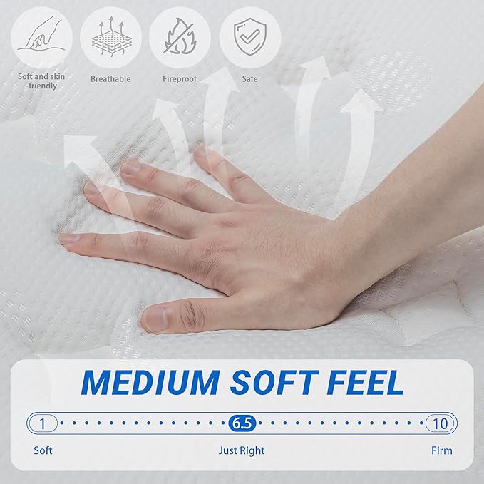 inight 14 Inch Twin Size Hybrid Mattress, Medium Firm Spine Alignment with Nebulign Foam & Silent Pocket Coils, Motion Isolation, Fiberglass Free, CFR 1633 Compliant