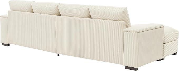 122" Oversized Modular Sectional Sofa Cloud Couch with 2 Ottomans, Comfy Corduroy Upholstered Deep Seat Large U Shaped Lounge Sofa&Couches with Hidden Arm Storage Box