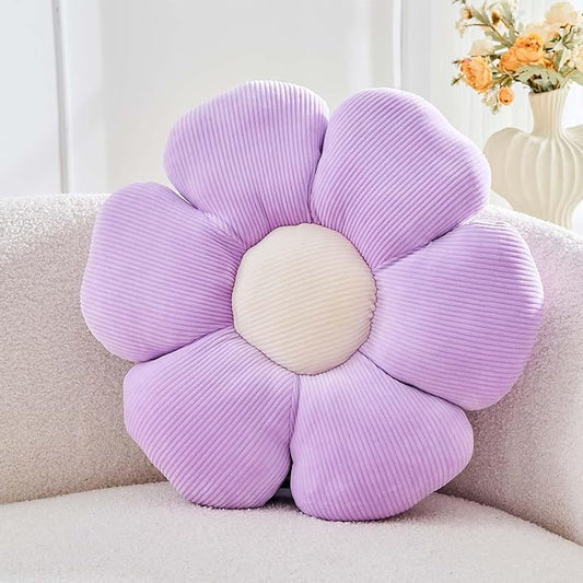 Kcvvcr Lavender Flower Pillow, 19.6" Cute Flower Shaped Floor Pillow, Aesthetic Floral Plush Daisy Decorative Throw Pillows for Bed Sofa Couch