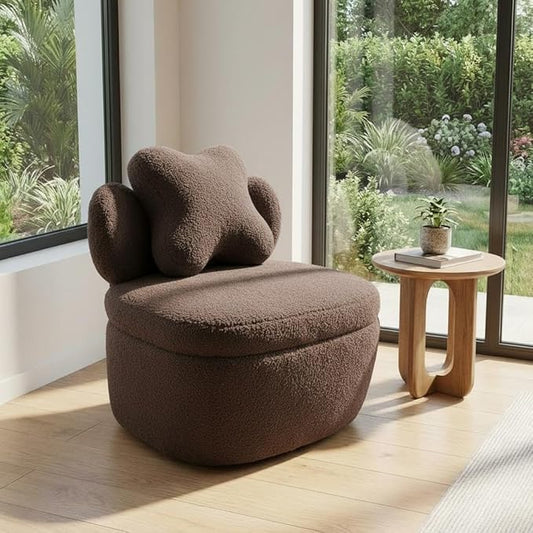 Teddy Velvet Swivel Accent Chair with Storage, 360° Rotating Ergonomic Armchair, Scratch-Resistant Upholstered Sofa Chair for Living Room, Bedroom, Nursery, Apartment or Small Spaces, 300 lbs Capacity