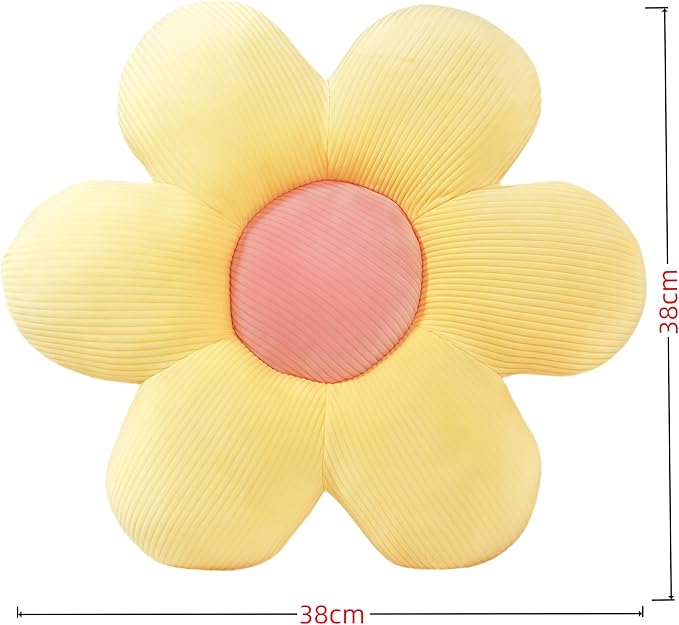 Daisy Flower Pillow, Floor Pillows, 15.35In Yellow Flower Shaped Throw Pillow Cushion for Sofa, Couch, Chair, Bed, Home Decor (1, Yellow, 15.35In)