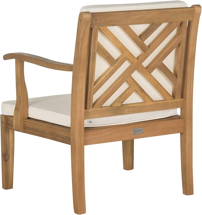 Safavieh Outdoor Living Collection Bradbury 4-Piece Outdoor Living Set, Natural/Beige, Chair: 25.6" x 24.8" x 31.9" Bench: 48.4" x 24.8"