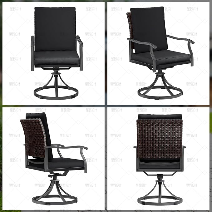 LEVELEVE 2-Piece Swivel Dining Chairs, Outdoor Patio Bistro Chairs for Lawn, Garden, Deck, Backyard & Porch (Matching Series for 5-Piece Set) - Image 4