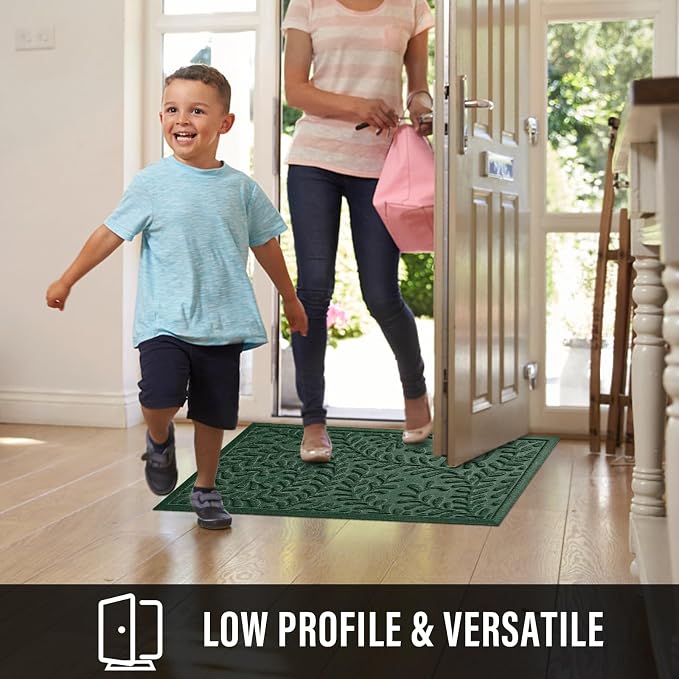 HIYARD Front Door Mat, Absorbent Dirt Trapping Welcome Door Mat Indoor Outdoor, Non Slip Entry Mat, Indoor Outdoor Door Mats, Fade Resistant, Low Profile Doormat for Entryway, 29??17, Green - Image 5
