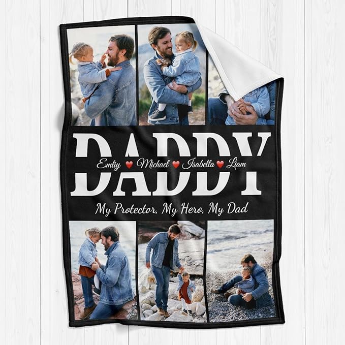Printwoo Fathers Day Personalized Gifts for Dad from Daughter Son Gifts for Dad Custom Blankets with Photo, Personalized Photo Blankets Customized Blanket with Picture
