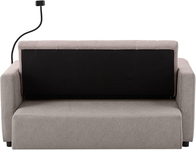 Eafurn 3 in 1 Convertible Sleeper Sofa Bed - Pull Out Couch Bed with Side Pockets, 55.9" Futon Love Seat Sleeper with Cup Holders and 360°Swivel Phone Holder for Living Room