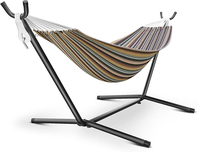 Hammock with Stand for Outside, 600lbs Portable Hammock with Steel Frame for 2-Person Outside Patio, Heavy Duty, Easy Assembly by Unknown