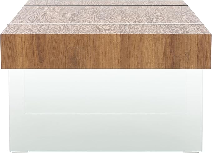SAFAVIEH Home Collection Jacob Natural Brown Top/Clear Glass Legs Rectangle Coffee Table