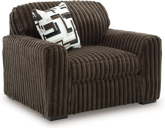 Signature Design by Ashley Midnight-Madness Modern Upholstered Oversized Chair with Reversible Cushions, Dark Brown
