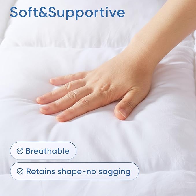 Memory Foam Queen Mattress Topper, Bed Topper with 3 Inch Extra Thick Shredded Foam, 100% Cotton Mattress Pad Cover, Breathable & Skin-Friendly Queen Size Mattress Topper with Anchor Straps