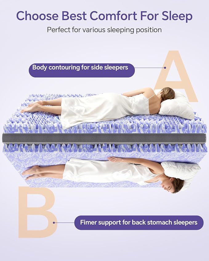 ChiXpace Dual Layer Memory Foam Twin XL Mattress Topper - 3 Inch Cooling Pillow Top Cover Rayon and 2 Inch Gel Egg Crate Foam, Twin XL Extra Long College Dorm Room Essentials (Grey)